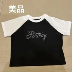 ストーン刺繍 半袖Tシャツ L