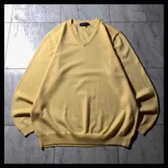 極美品 ブルックスブラザーズ Ｖネック ウール ニット セーター 無地 黄色 L