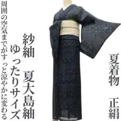 ゆめsaku 美品 夏着物 正絹 紗紬 手縫い仕立て 麻の葉 夏大島紬 P337 ゆめsaku 美品 夏着物 正絹 紗紬 手縫い仕立て 麻の葉 夏大島紬 P337