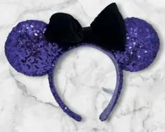 カチューシャ 紫色 スパンコール ミニー