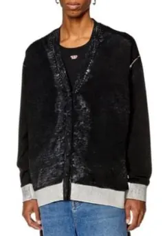 DIESEL 美品予備ボタン付き グレン期レアカラーロゴニットカーディガン