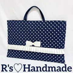 ネイビー♩水玉(ドット)柄　手提げ袋　お道具かばん❤︎