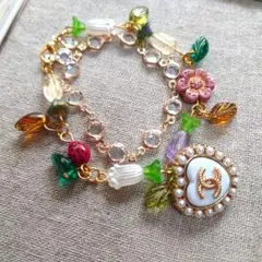 シャネルボタン　Heart　White　Pearl　チェコビーズ