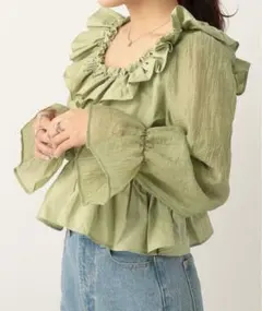 【Heather】バック開きリボンブラウス