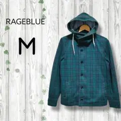 レイジブルー　ブルゾン　ジャンパー　パーカー　チェック　ジップボタン　グリーン