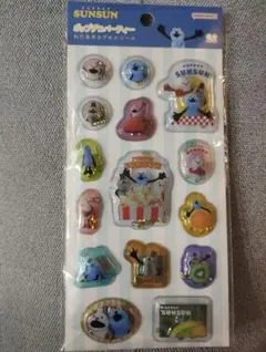 ポップデコパーティー 　わたあめカプセルシール　パペットスンスン　ブルー