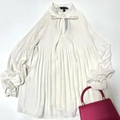 新品未使用　ローレンラルフローレン　とろみギャザーボウタイブラウス　定価2.3万