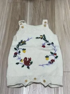 刺繍ロンパース 80-90サイズ クリーム色　海外服