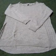 514）anyFAM ラメ入りアイボリー長袖ニット