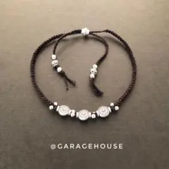 ハンドメイド [ 2456 ] ブレスレット 18〜28cm 黒 × シルバー