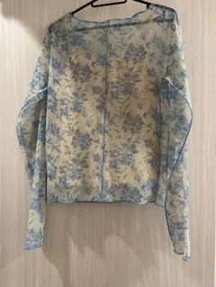 kastane 花柄 長袖 キャミ付き シアートップス