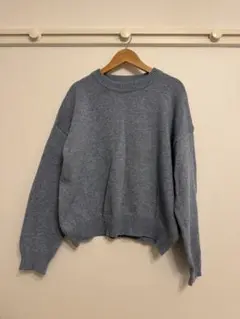 ニットセーター 長袖 ブルー 水色