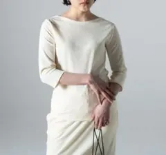 コエ koe 7分袖テレコプルオーバー リブ編み アイボリー (S)