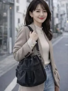 【劇的おしゃれ】3WAYショルダーバッグ トートバッグレディースバック黒