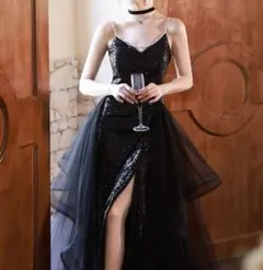 ウエディングドレス　結婚式　前撮り　韓国　オシャレ　パールストラップ　ブラック