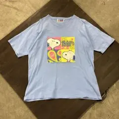 8SM1 PEANUTS 90's SNOOPY プリントTシャツ　水色　古着
