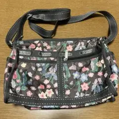 20 レスポートサック　ショルダーバッグ　花柄　ブラウン　ナイロン　軽量