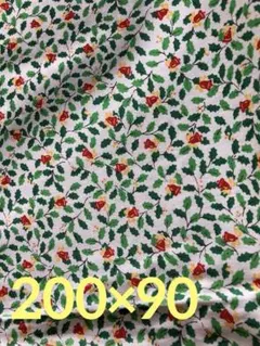 昭和レトロ　生地 ハギレ クリスマス　ヒイラギ 花柄 ハンドメイド　はぎれ