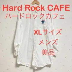 美品 Hard Rock CAFE ロゴ刺繍ワッペン ボタンダウンシャツ XL