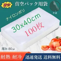 真空袋 ナイロンポリ袋 80μ 真空パック機専用袋 30×40cm 100枚