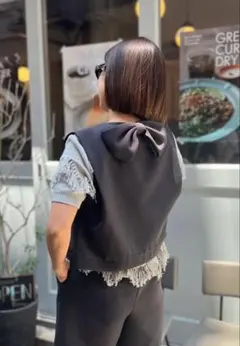 【一度のみ着用】ロージーモンスター　マニッシュ リボン ベスト　ジレ　グレー