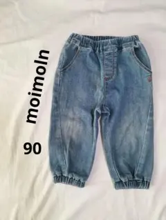 モイモルン moimoln デニム ブルー カジュアルパンツ かわいい刺繍入り
