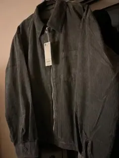 新品未使用タグ付 GU コーデュロイジップアップシャツ XL グレー