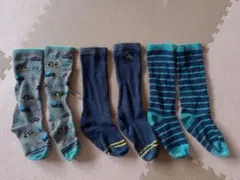 男の子 ハイソックス キッズ靴下 3足セット 車柄とストライプ 西松屋
