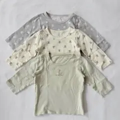 ベビー長袖肌着 下着 3枚組 キッズロンT 95 Tシャツ 綿素材90 保育園着