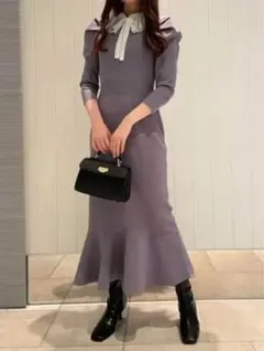 【新品級！】SNIDEL スナイデル　プリーツカラーニットワンピース