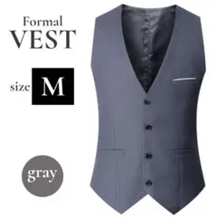 メンズ スーツベスト グレー M ジレ 結婚式 二次会 フォーマル