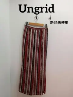 25【Ungrid】新品未使用エスニック柄 ストライプ ワイドパンツサイズ F