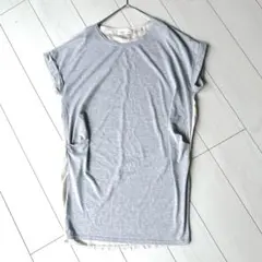ダブルクローゼット チュニック ミニワンピ 配色切替 バイカラー グレーのサムネイル