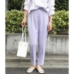 新品☆vis☆センタープレステーパードパンツ☆ラベンダー☆くすみパープル