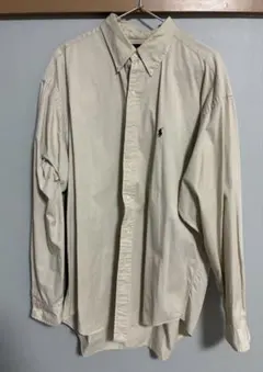 RalphLauren アイボリー　ボタンダウン　長袖シャツ L 刺繍ロゴ