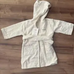 フード付きベビーバスローブ クリーム色