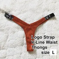 【オレンジ/L(JP)】ロゴストラップ♡Vウエストソング♡Tバックショーツのサムネイル