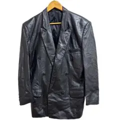 本革ジャケット　黒いダブルブレストレザージャケット