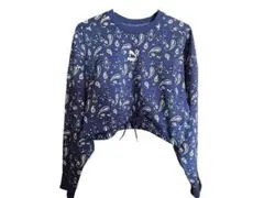 プーマ ペイズリー柄 クロップド長袖トップス ネイビー