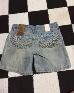 新品 レッドペッパー ウイング  ロゴ刺繍 ダメージデニム  パンツ 28インチ