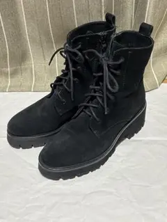 【美品】ELVIO ZANON　ブラック スエード 厚底 ワークブーツ