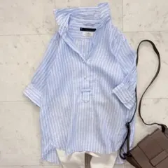 美品 ウィムガゼット ラミー ビッグシルエット シャツ リネン ライト