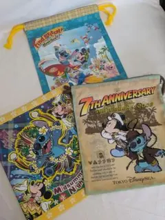 ディズニー 巾着 スティッチ ミッキー 7周年 ミッドナイトパニック