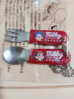 【未開封】不二家 ペコちゃん ミニスプーン＆フォークセット 非売品 レトロ