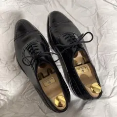 定番 プラダ 7.5 26.5cm ポリッシュドレザー ウイングチップ 黒 箱付 