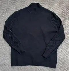 lutecyo 黒 ハイネックニット 長袖 リブ編み