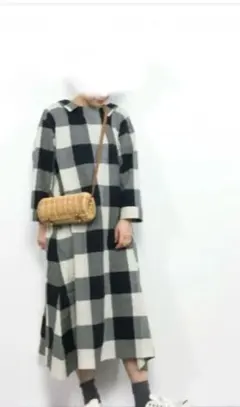 スタディオクリップ　ロング チェック　2way ワンピース　ブロックチェック