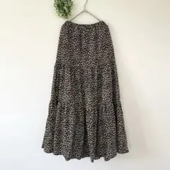 オリーブデオリーブ［F］美品◎大人クール◎レオパードプリントティアードスカートのサムネイル