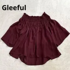 美品✨x43 【Gleeful】赤系 オフショルダー ブラウス フレア袖 L