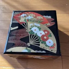 扇面菊菖蒲文様 二段重箱 漆器